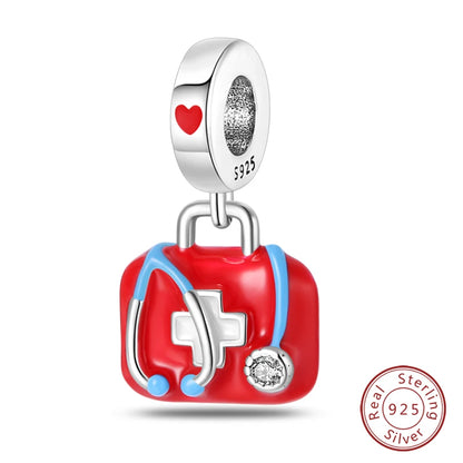 925 Sterling Silver Red Wine, Chili & Dumbbell Charm Bead – Fun DIY Jewelry