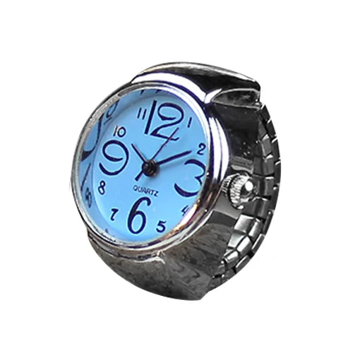 Vintage Punk Finger Watch Mini Elastic Strap Alloy Watches Couple Rings Jewelry Clock Retro Roman Quartz Watch Rings Women Men - BeeTrendyShop.COM