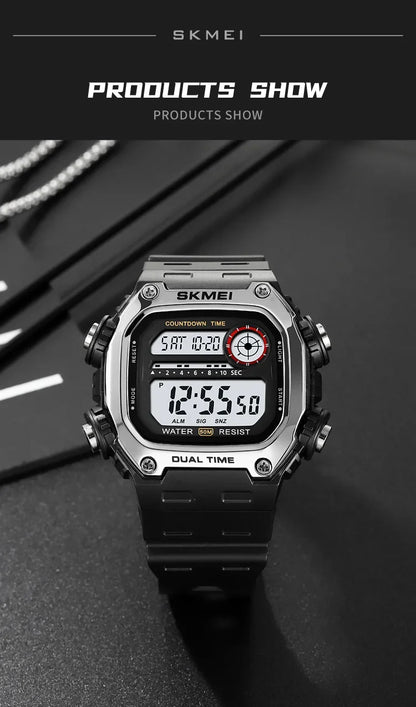 SKMEI 2126 Digital Countdown Sports Watches for Men LED Display Waterproof Stopwatch Mens Wristwatch Alarm Clock montre homme - BeeTrendyShop.COM