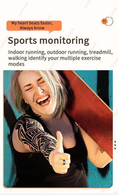 Smart Ring – Heart Rate & Blood Oxygen Monitor, IP68 Waterproof, Multi-Sport