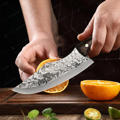 Handmade Forged Meat Cleaver & Boning Knife – Kitchen, Fishing & BBQ Knife with Cover