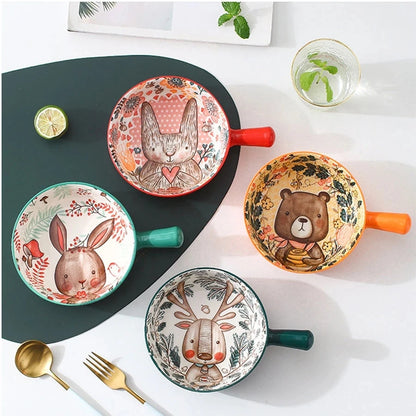 Forest Animals Ceramic Baking Pan with Handle – Salad Bowl & Au Gratin Dish