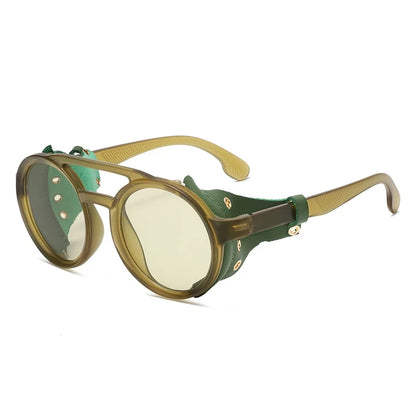 Retro Vintage Round Sunglasses – UV400 Leather Goggles Anti-Wind Unisex 8 Colors