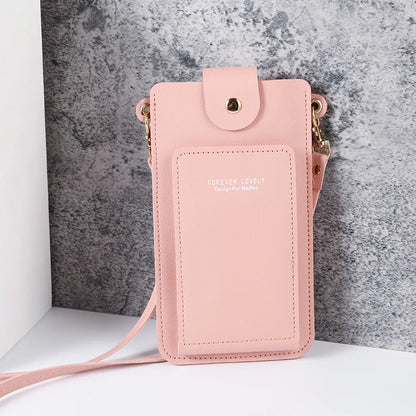 solid color fashion simple shoulder bag slung mobile phone bag women's driver's license card wallet - BeeTrendyShop.COM
