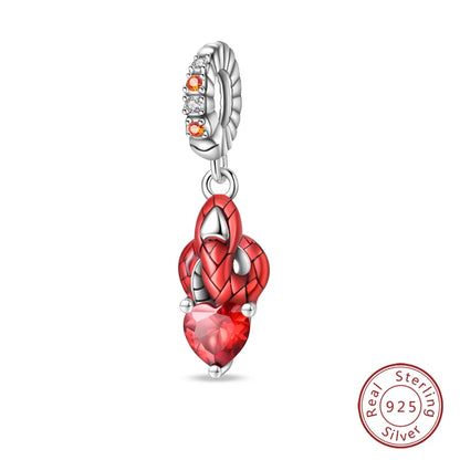 925 Sterling Silver Red Wine, Chili & Dumbbell Charm Bead – Fun DIY Jewelry