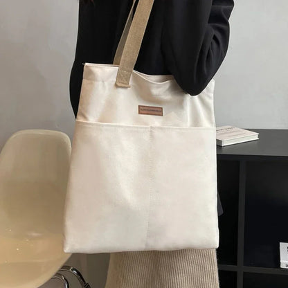 1Pc Women's Tote Bag Canvas Sewing Thread Large Capacity Advanced Sense Handbag Convenient Practical Female's Commuter Bag - BeeTrendyShop.COM