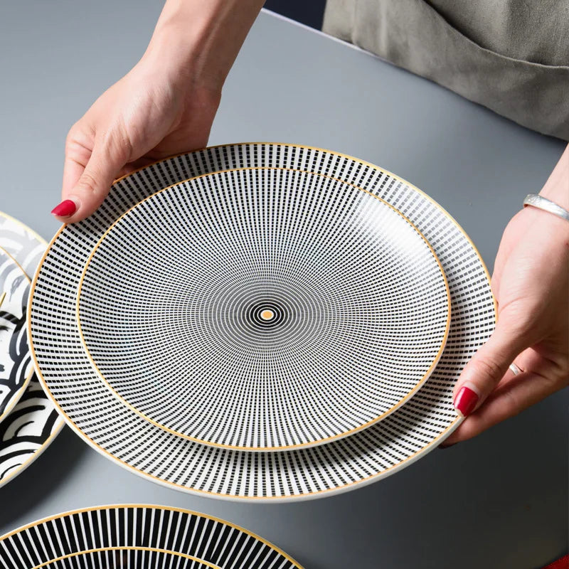 Japanese-style wavy vegetable plate Household ceramic creative Western food plate High-end Nordic dessert plate