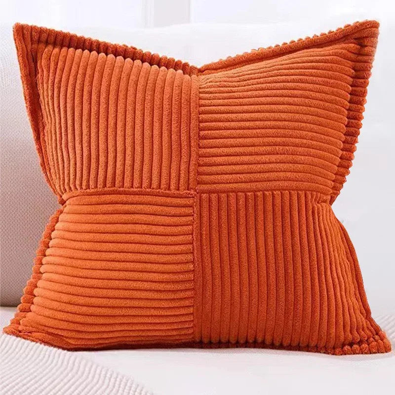 Broadside Ttriped Throw Cushion Cover 45x45cm Corduroy Pillow Covers with Splicing 18x18Inch Pillowcase for Sofa  Bed Livingroom