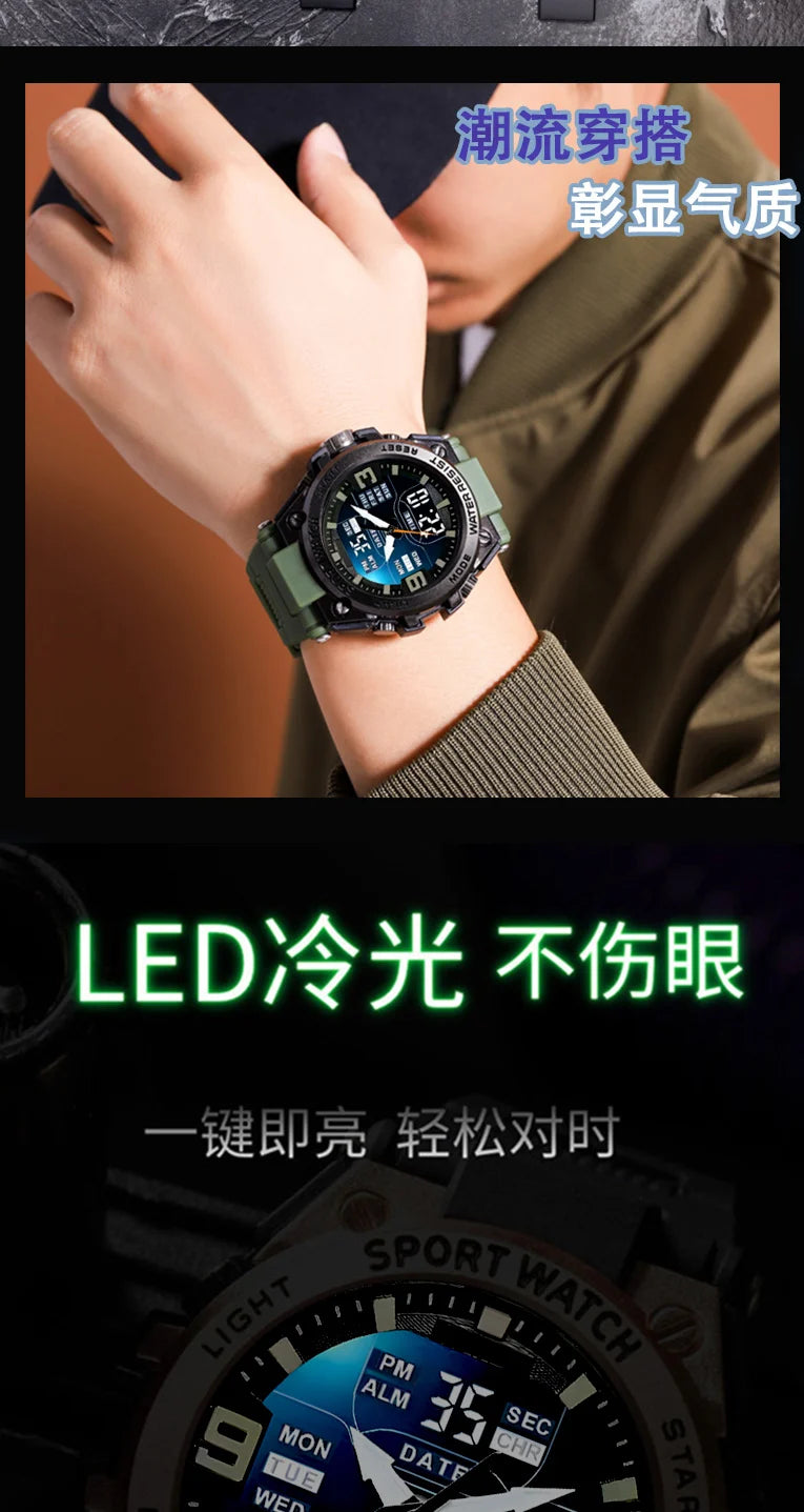 Digital Men Military Watch 50m Waterproof Wristwatch LED Quartz Clock Sport Watch Male Big Watches Men Relogios Masculino