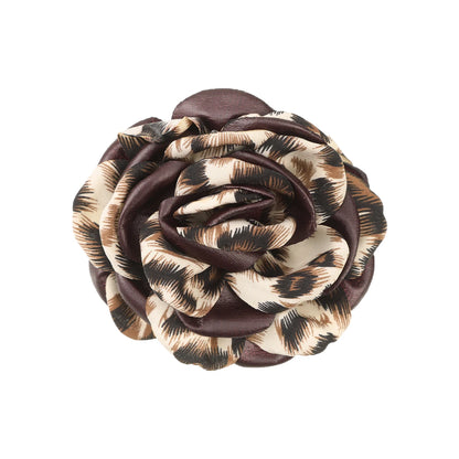 Leopard Print Flower Hair Claw Clip – Vintage Barrette for Women