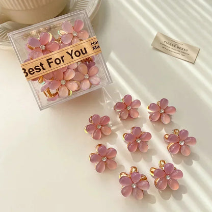 Mini Flower Hair Claw Clips – Colorful Opal Hairpins for Women & Girls (1/10Pcs)