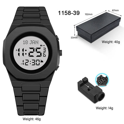 Muslim Digital Watch – Qibla Direction, Hajj Time Reminder, Waterproof, Luxury Fashion Men's
