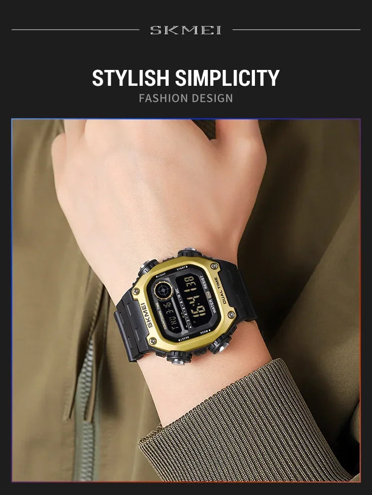 SKMEI 2126 Digital Countdown Sports Watches for Men LED Display Waterproof Stopwatch Mens Wristwatch Alarm Clock montre homme - BeeTrendyShop.COM