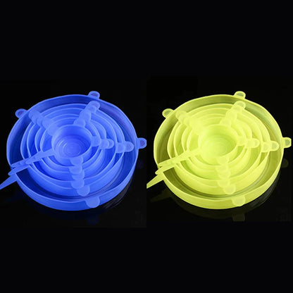 6-Piece Silicone Stretch Lids – Universal Microwave Food Covers & Elastic Bowl Caps