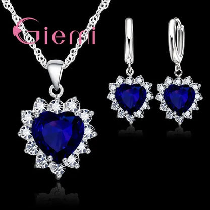 Love Heart Crystal Jewelry Set – Necklace & Earrings for Women