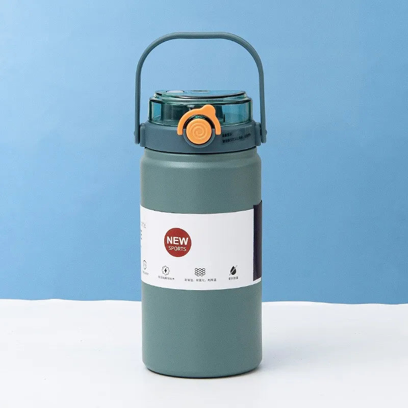 1L Stainless Steel Thermal Bottle with Straw – Vacuum Flask Hot & Cold Fitness Tumbler