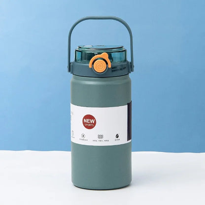 1L Stainless Steel Thermal Bottle with Straw – Vacuum Flask Hot & Cold Fitness Tumbler