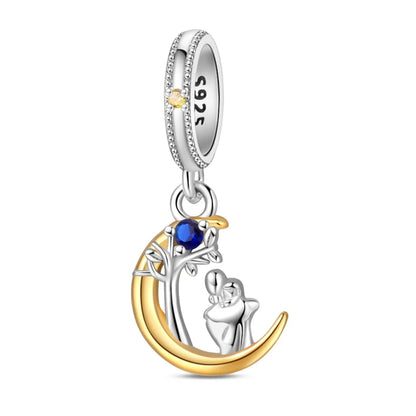 925 Sterling Silver Mom & Daughter Heart Charm – Mother's Day DIY Jewelry