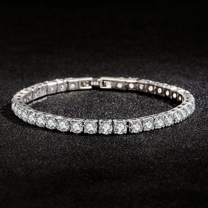 925 Sterling Silver Zirconia Tennis Bracelet – 4mm Elegant Jewelry for Women