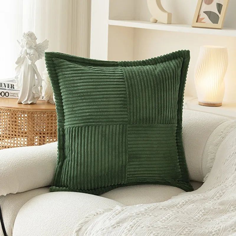 Broadside Ttriped Throw Cushion Cover 45x45cm Corduroy Pillow Covers with Splicing 18x18Inch Pillowcase for Sofa  Bed Livingroom