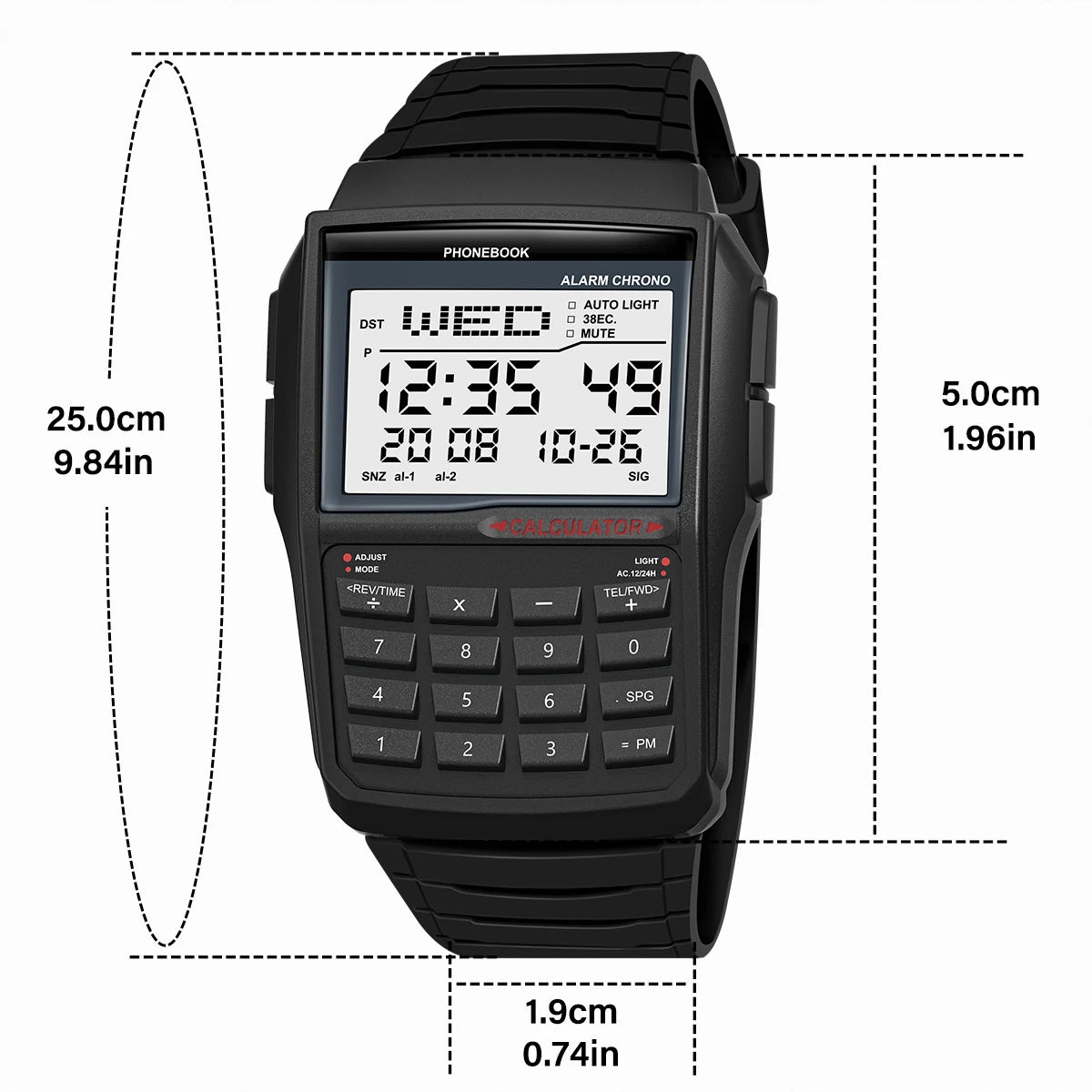Men's LED Digital Sport Watch – Luxury Electronic Multifunction Calculator Wristwatch