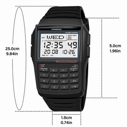 Men's LED Digital Sport Watch – Luxury Electronic Multifunction Calculator Wristwatch