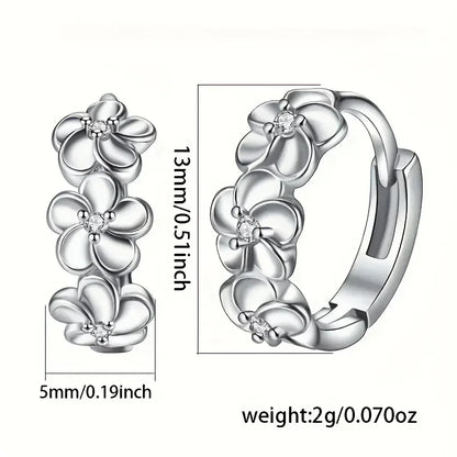 925 Sterling Silver Camellia Pattern Hoop Earrings – Cute Elegant Gift for Women