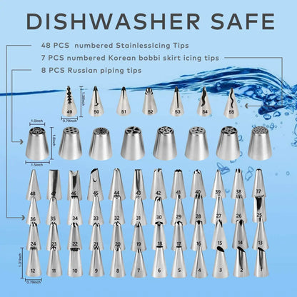 137-Piece Cake Decorating Set with Turntable – Piping Nozzles, Bags & Baking Tools