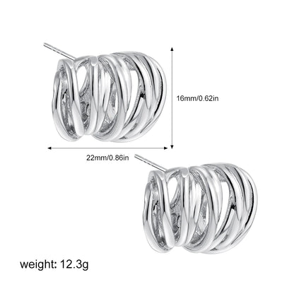 Retro Twist C-Shape Hoop Earrings – Geometric Punk Jewelry for Women
