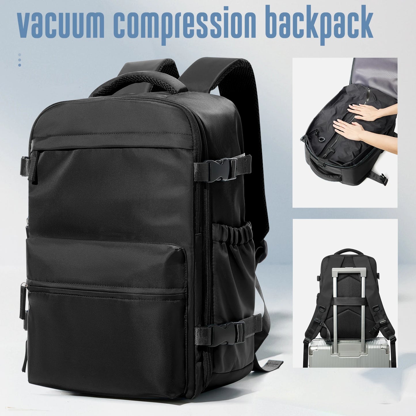 Vacuum Compression Backpack Travel Bag for Men – Space-Saving & Lightweight