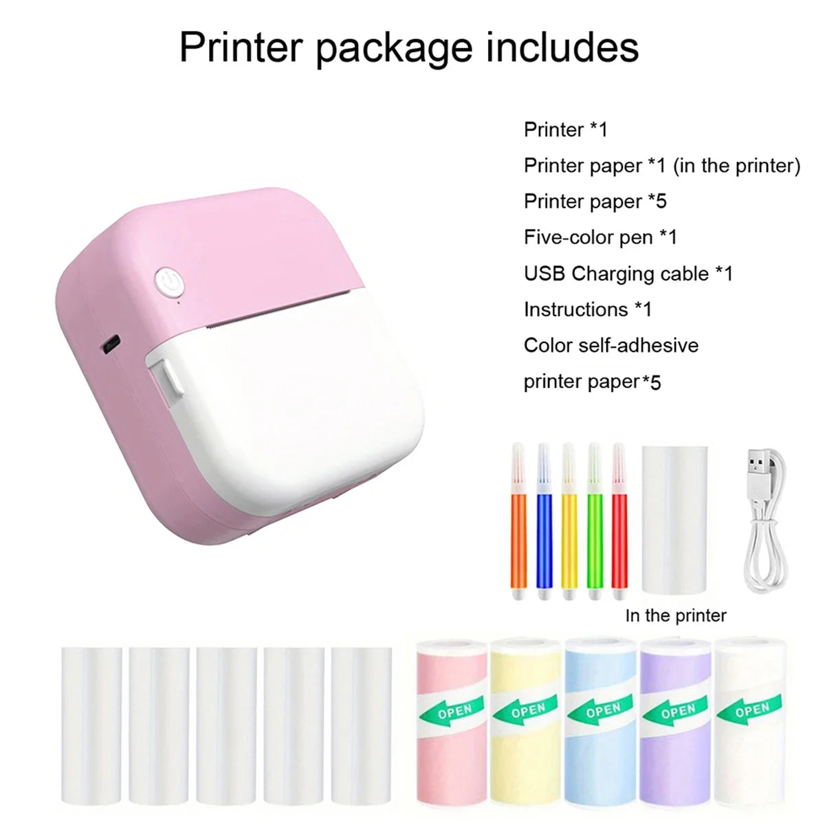 Mini Printer, Portable Thermal Photo Printer