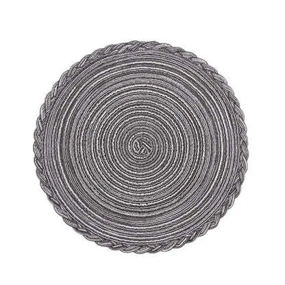 Round Braided Placemats 38cm – Woven Washable Non-Slip Table Mats for Dining | Set of 4