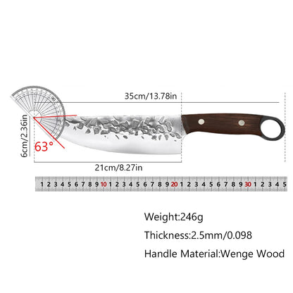 8-Inch Hammer Forged Japanese Chef Knife – Solid Wood Handle Culinary Tool