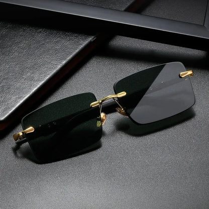 Retro Rimless Sunglasses – UV400 Frameless Designer Style for Men & Women