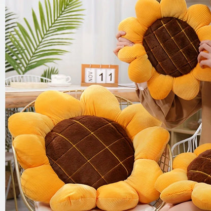 Sunflower Plush Decorative Cushion – Soft Round Pillow for Sofa, Office & Car | 34, 40, 50 & 70cm