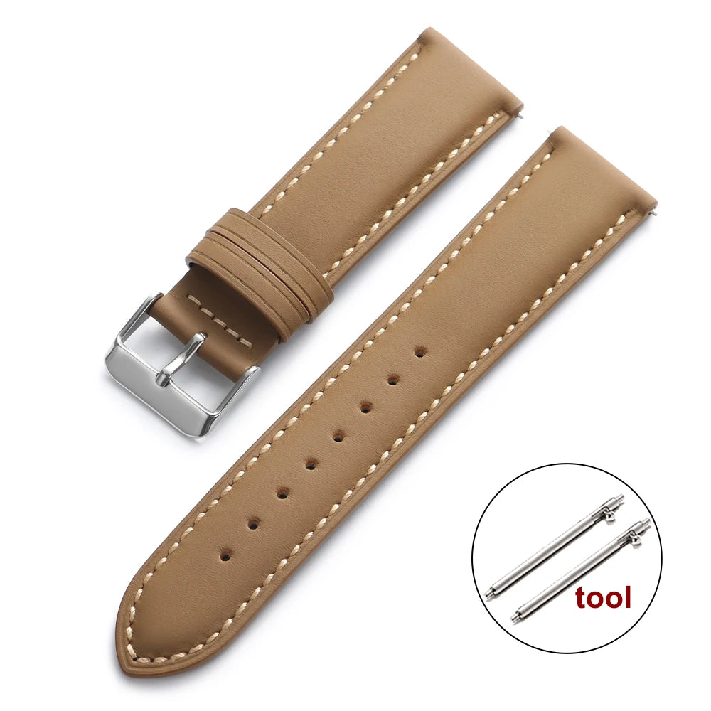 Quick Release Watch Band for Men Women Watchband Retro Cowhide Watch Strap Replacement Belt 18mm 20mm 22mm Vintage Brown Straps - BeeTrendyShop.COM