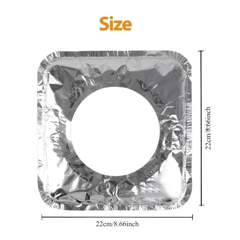 Disposable Aluminum Foil Burner Covers – Oil-Proof Gas Cooktop Stove Liners for Easy Cleaning | 20pcs