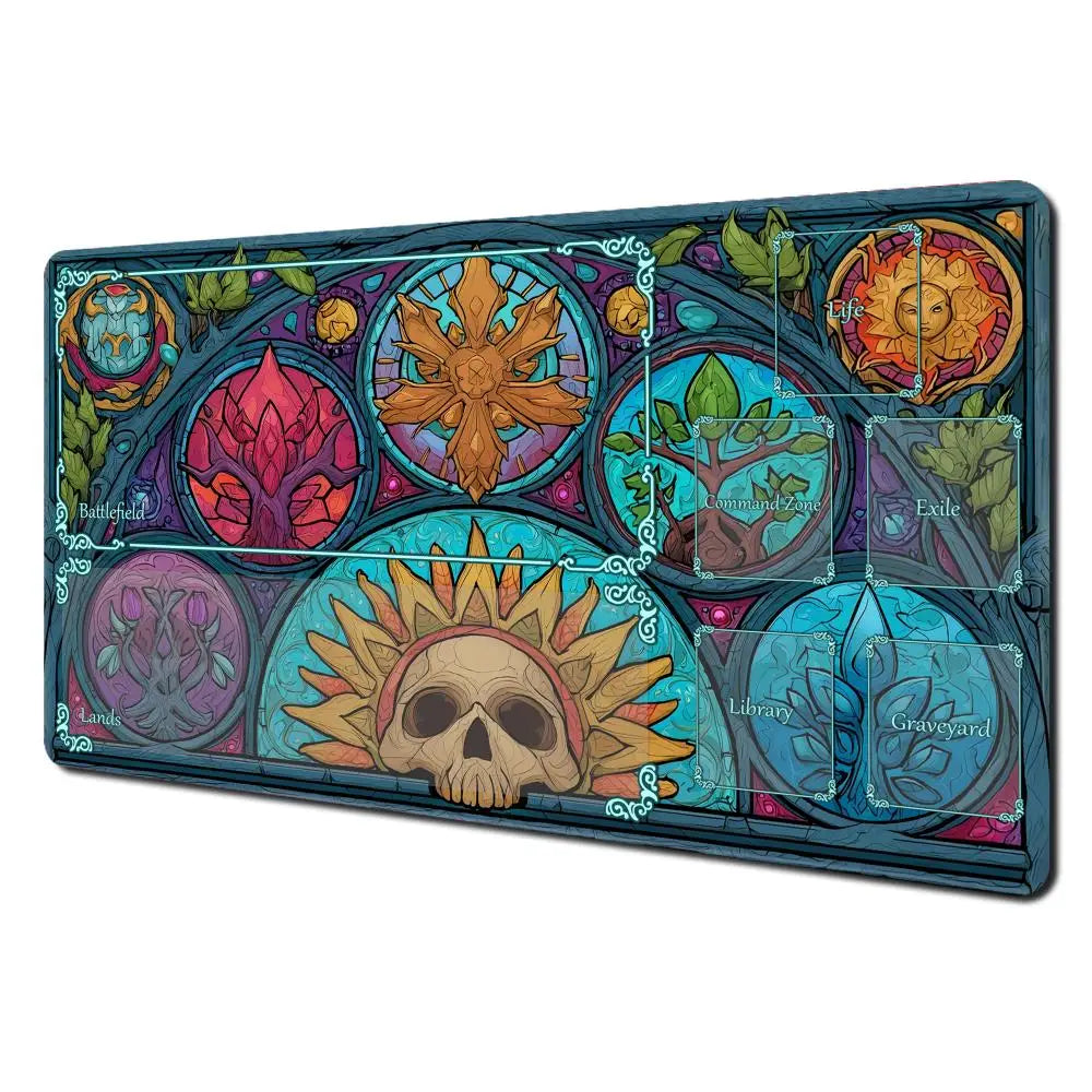 MTG Playmat – Mysterious Natural Elements Magic Card Gaming Mat with Zones | 60x35cm Desk Mat