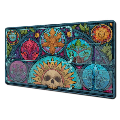 MTG Playmat – Mysterious Natural Elements Magic Card Gaming Mat with Zones | 60x35cm Desk Mat