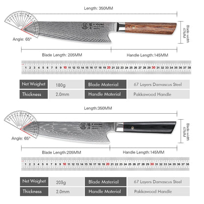 F.YOUNG 8-Inch Kiritsuke Damascus Chef Knife – Hand Forged Japanese Kitchen Knife