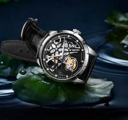 AESOP Flying Tourbillon Skeleton Mechanical Watch – Sapphire Mirror, Men's Luxury Timepiece