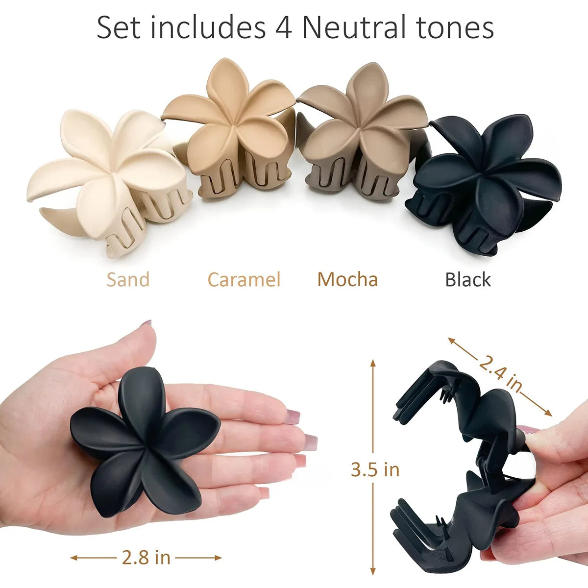 Large Flower Hair Claw Clip – Matte Sweet Barrette for Women & Girls