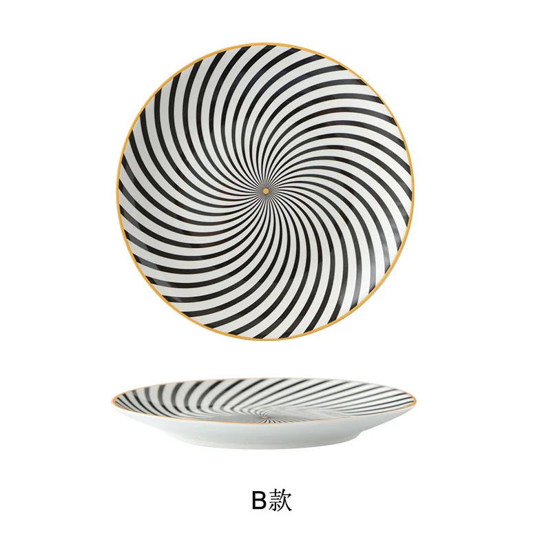 Japanese-style wavy vegetable plate Household ceramic creative Western food plate High-end Nordic dessert plate