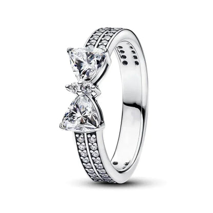 925 Sterling Silver Bow Heart Sun Moon Crystal Ring – DIY Gift Jewelry