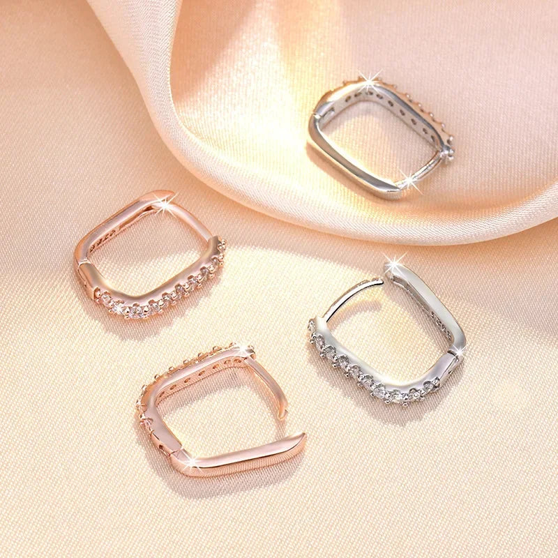 Hot popular 925 Sterling Silver charms Crystal Jewelry Fashion Zircon Circle Hoop Earrings for Woman Lady Wedding Party Gift