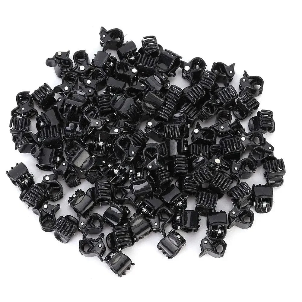 Mini Hair Claw Clips – Black Plastic Hairpins for Women, Girls & Kids