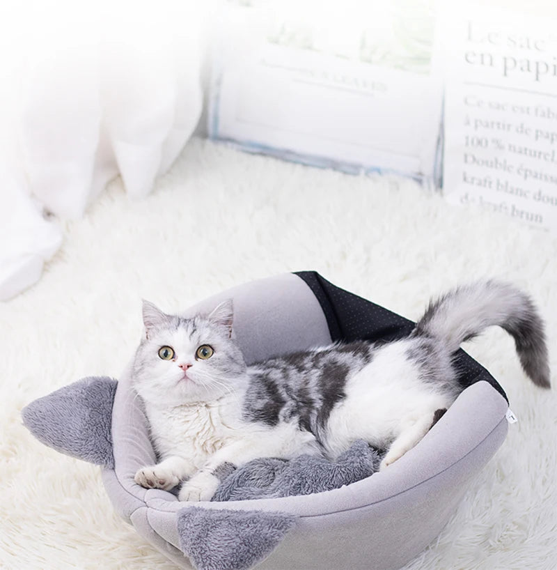 Winter Cozy Cave Bed - Deep Sleep Pet Nest for Cats and Small Dogs