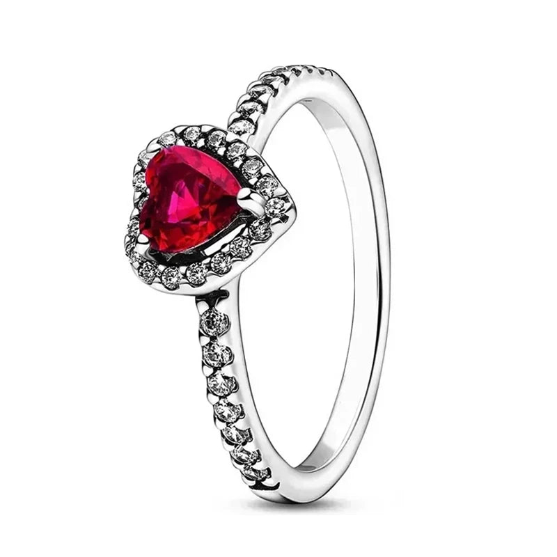 Original 925 Sterling Silver Ring Bow Heart Sun Moon With Colorful Crystal Rings For Women Valentine's Birthday Gift DIY Jewelry