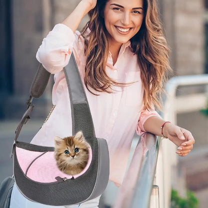 Adjustable Pet Sling Carrier – Breathable Shoulder Bag for Cats & Small Dogs