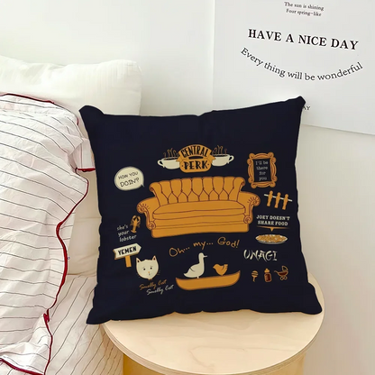 Classic Friends TV Show Cushion Cover – Sofa & Bedroom Headboard Backrest Square Pillowcase